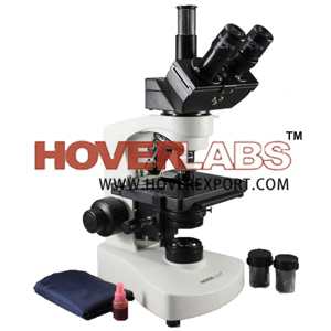 HOVERLABS ADVANCED PROFESSIONAL RESEARCH TRINOCULAR MICROSCOPE WITH SEMI PLAN ACHROMAT OBJECTIVES, 40X-1500X MAG., LED ILLUM., REVERSE NOSEPIECE