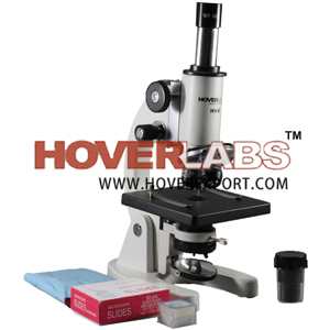 HOVERLABS STUDENT SCHOOL MONOCULAR JUNIOR MEDICAL MICROSCOPE KIT with 50 Blank Slides, Cover Slips, 40X-625X MAG., WITH MOVABLE CONDENSER, HIGH QUALITY CLARITY OPTICS, BEST QUALITY