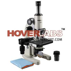 HOVERLABS MONOCULAR PATHOLOGICAL MEDICAL STUDENT MICROSCOPE WITH MECHANICAL STAGE AND 100X OIL OBJ., 40X-1500X MAGNIFICATION, IMMERSION OIL