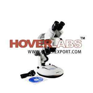 HOVERLABS BINOCULAR STEREOZOOM MICROSCOPE WITH TOP AND BOTTOM LIGHT, 7X-45X MAGNIFICATION, SUPER-WIDEFIELD OPTICS